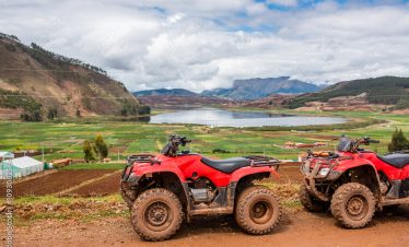 quad bike in Huaypo Lagoon in Cusco, Peru