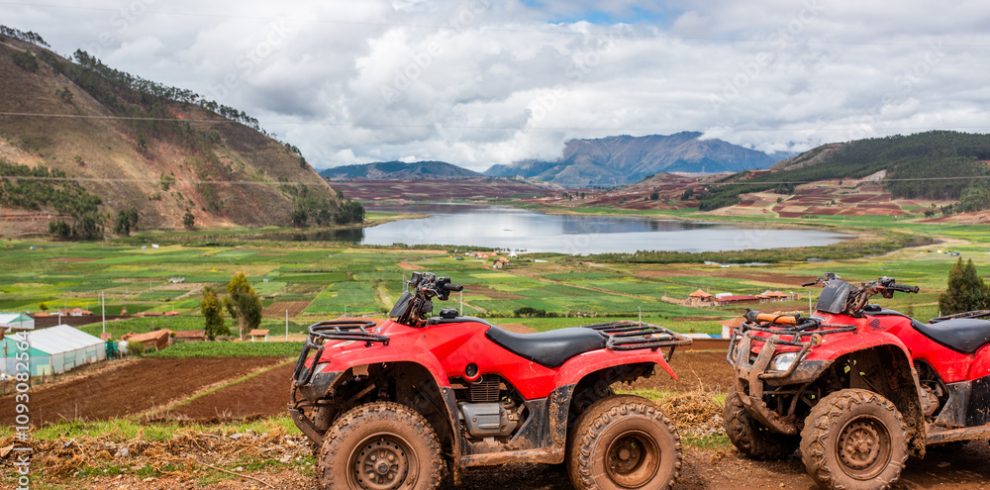 quad bike in Huaypo Lagoon in Cusco, Peru