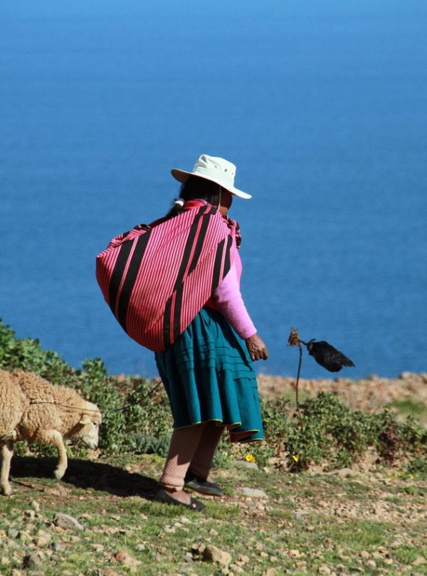 lake, titicaca, peru, andes, island, uros, floating, nature, puno, woman, indigenous, blue island